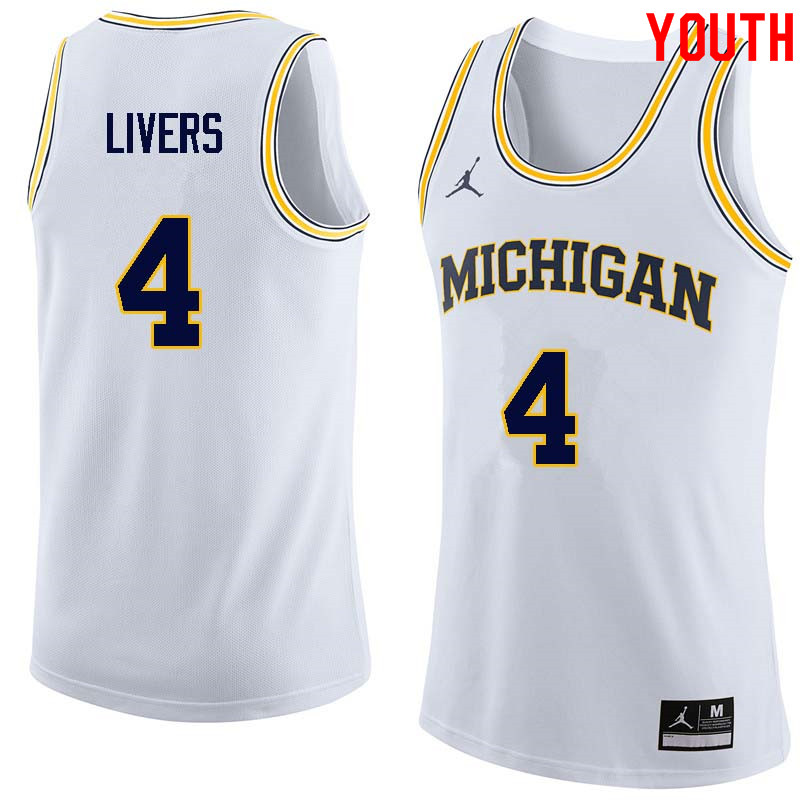 Youth #4 Isaiah Livers Michigan Wolverines College Basketball Jerseys Sale-White
